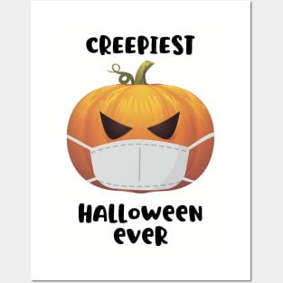 Creepiest halloween ever, pumpkin in a mask Posters and Art